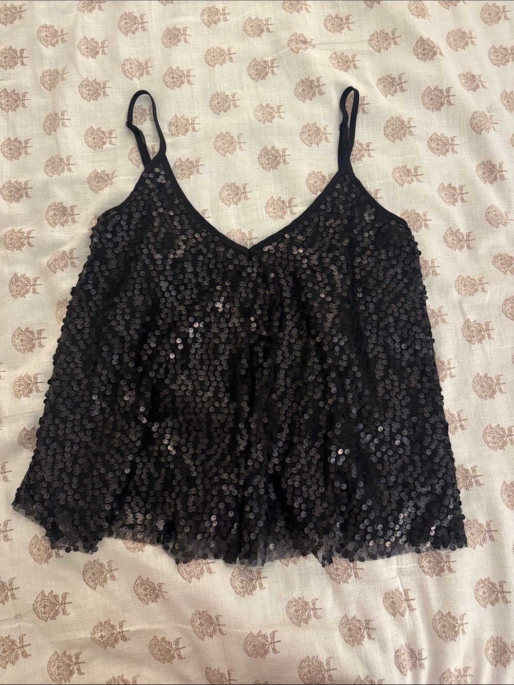 Altar'd State Black Sequin Spaghetti-Strap Cami